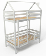 Кроватка-Домик детская Classic Сосна Двухъярусная 180х90 - Белая