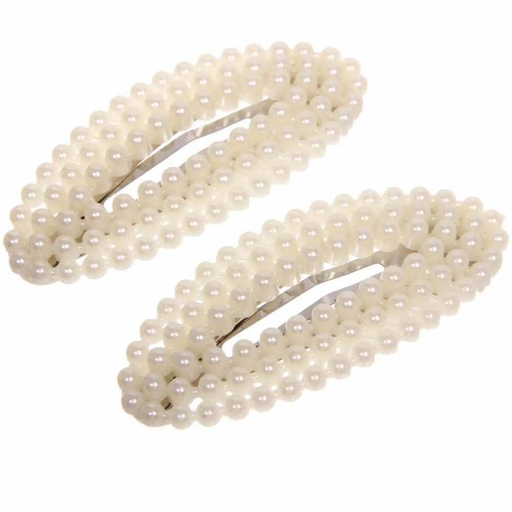 Зажимы для волос 2шт «New collection», овал, цвет белый, 7,5*3,2см