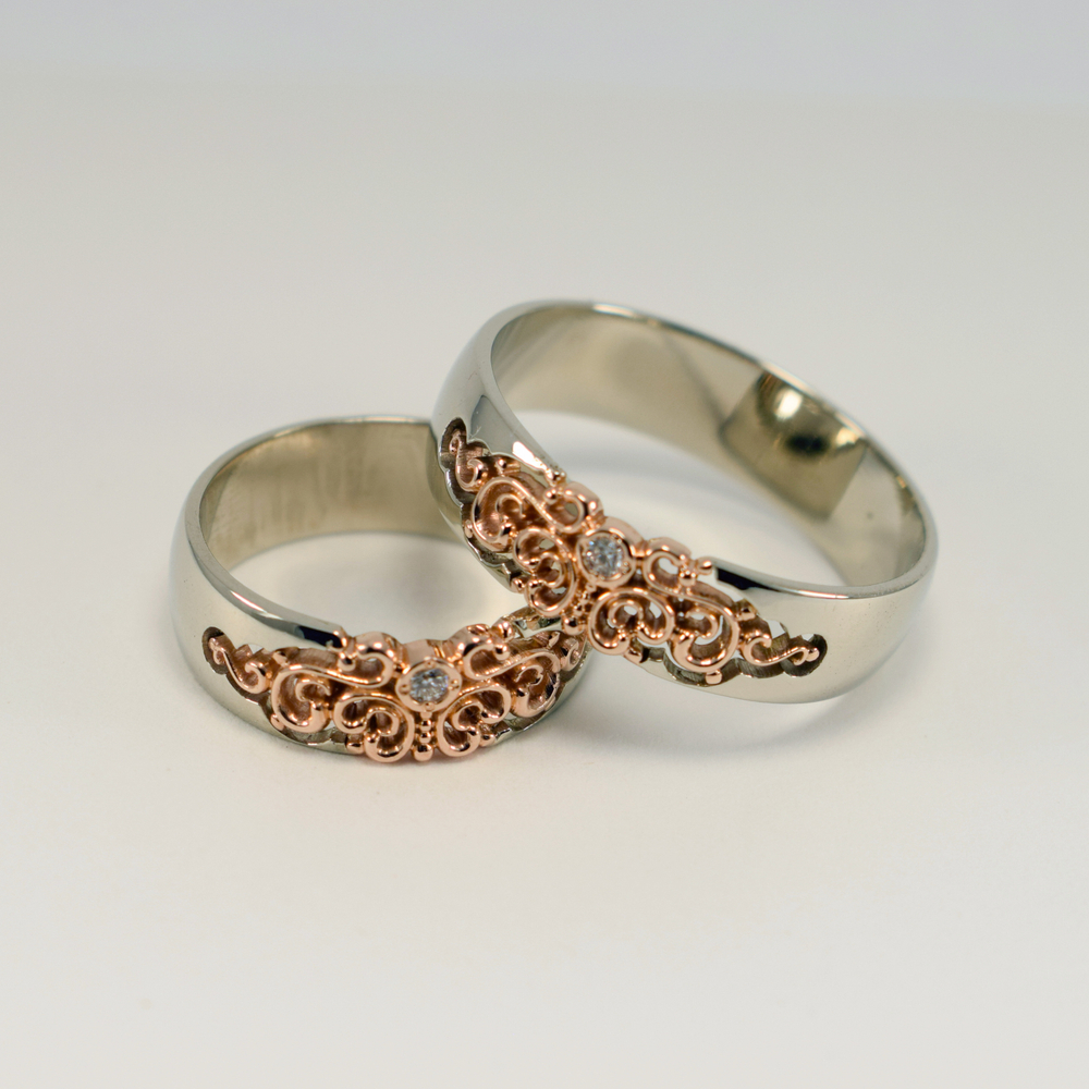 Обручальная пара Двухцветный узор
