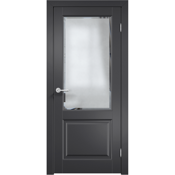Фото межкомнатной двери эмаль Дверцов Алькамо 2 цвет сигнальный чёрный RAL 9004 остеклённая