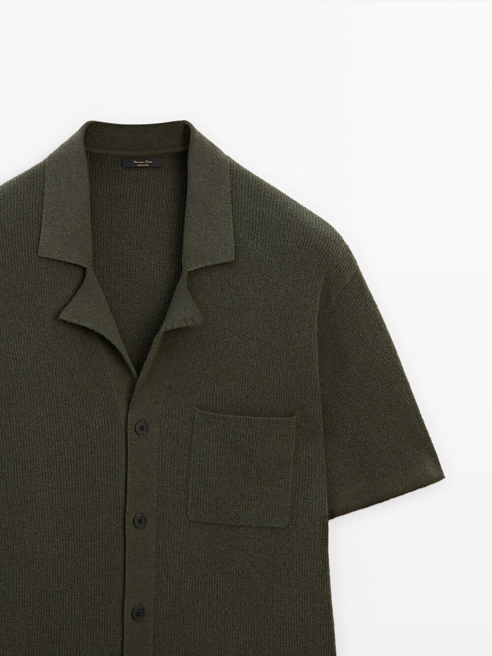 Massimo Dutti Вязаный кардиган с короткими рукавами и пуговицами, хаки