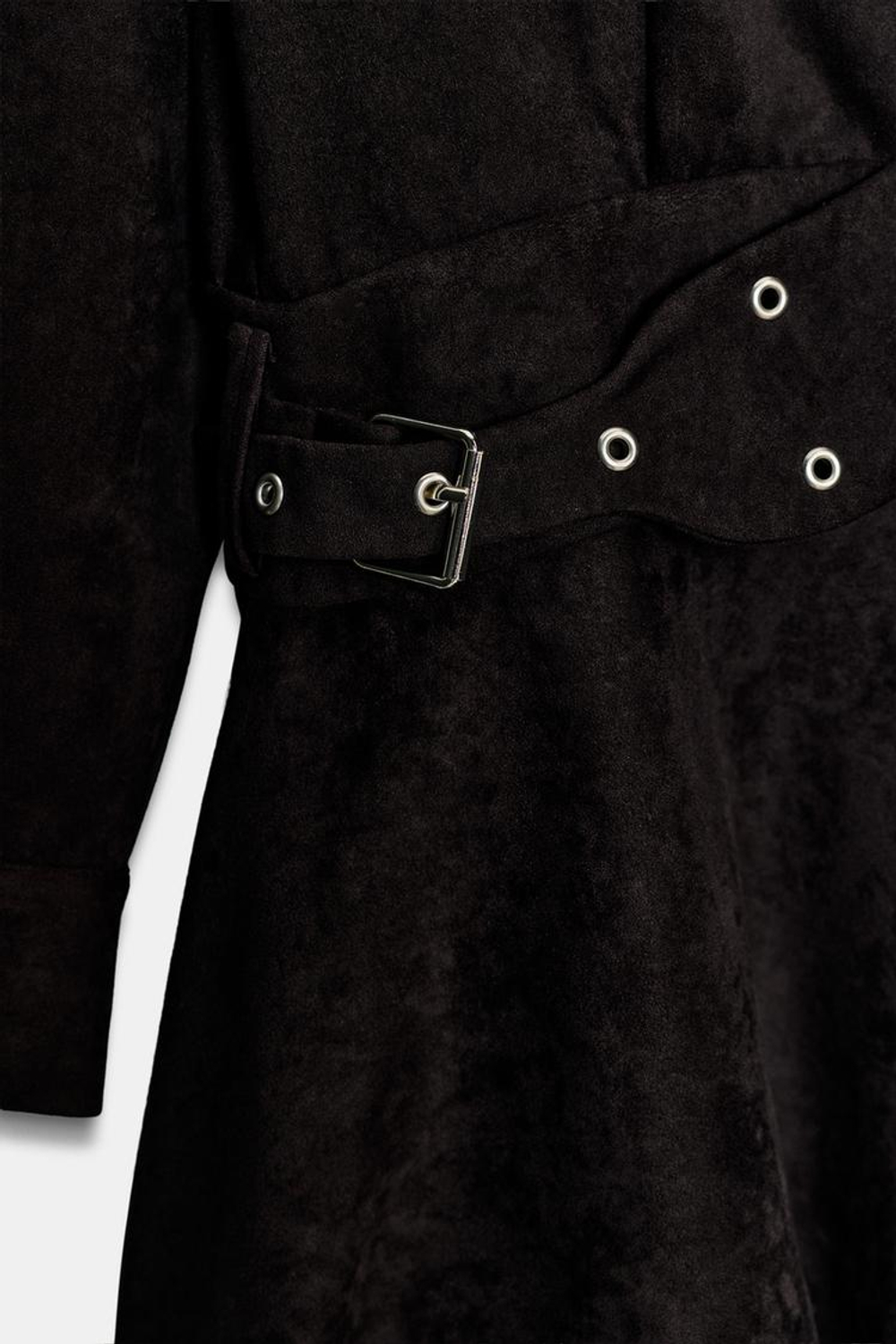 ZARA МИНИ-ПЛАТЬЕ ИЗ ИСКУССТВЕННОЙ ЗАМШИ С РЕМНЕМ, КОРИЧНЕВЫЙ