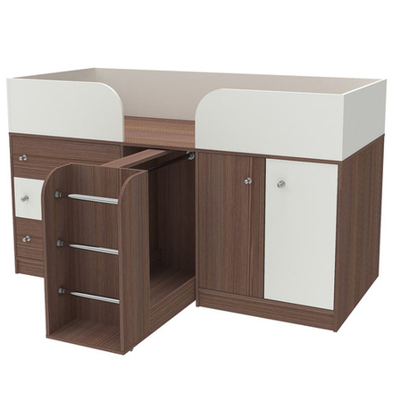 Кровать-чердак КарИВи Малыш 4 Бодего Темный Белый