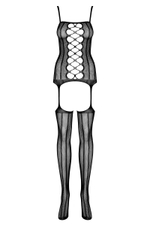 Боди-комбинезон в тонкую полоску с имитацией шнуровки (Размер: S-M-L) (Цвет: белый)