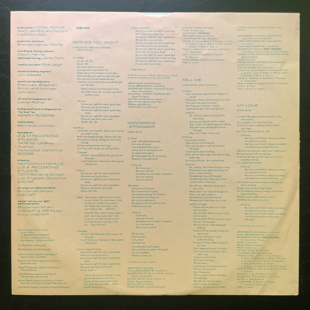 Lionel Richie ‎– Lionel Richie (США 1982г.)