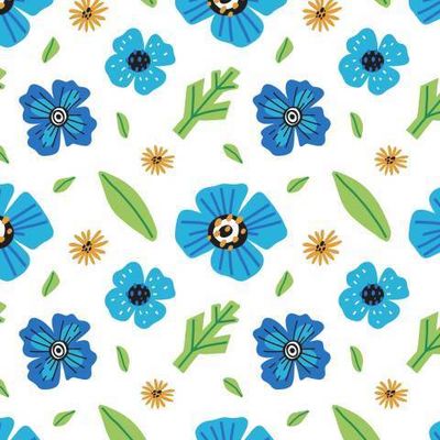 синие цветы на белом