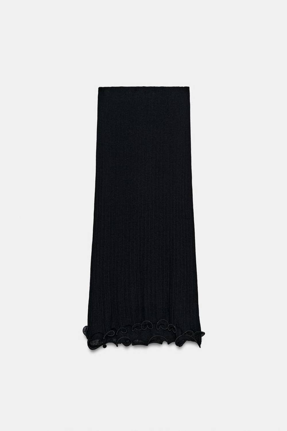 ZARA ДВУХСЛОЙНАЯ ТРИКОТАЖНАЯ ЮБКА МИДИ, ЧЕРНЫЙ