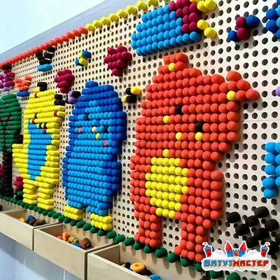 Детская интерактивная стена «Цветные истории», с мозаикой для составления рисунков