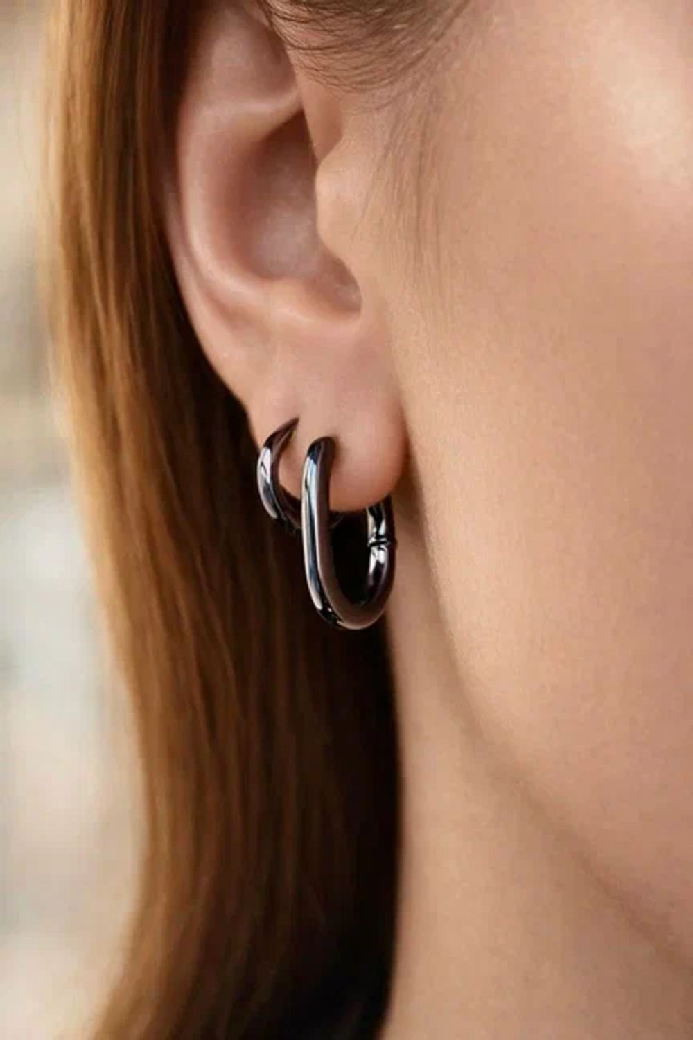 Серьги "База" из серебра 2 см синие