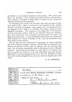 Genealogy of the family of Samborne or Sanborn in England and America 1194-1898. Volume 1 | V. Channing Sanborn