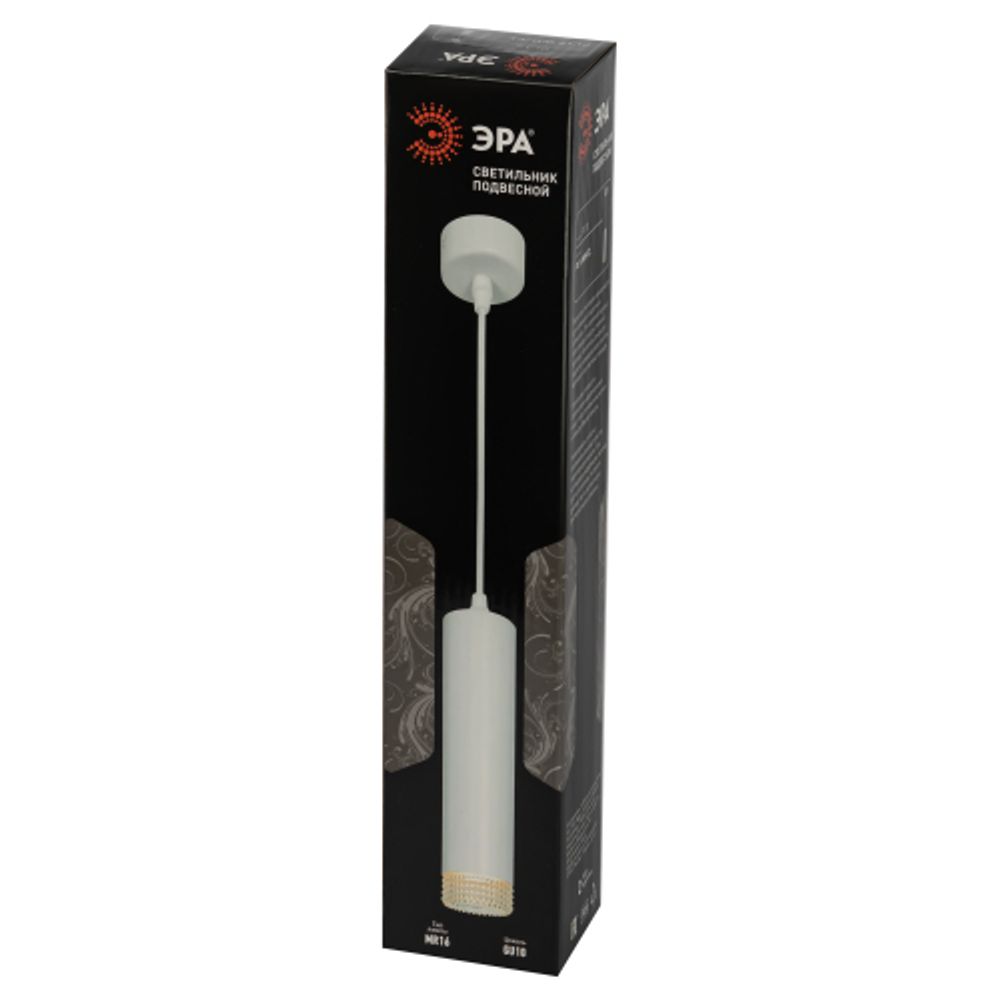 Светильник подвесной (подвес) ЭРА PL18 WH/CL MR16 GU10 потолочный цилиндр белый, прозрачный