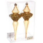 Елочные украшения «Сияние» 6*6*19.5 см (набор 2 шт), Золотой