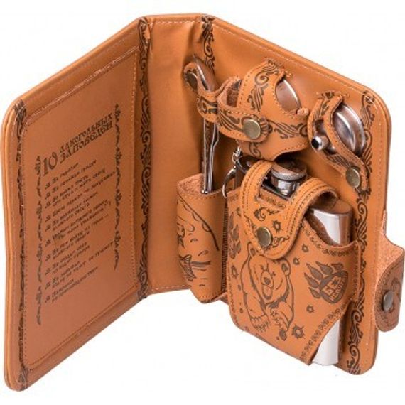 Набор-сумка Helios (фляжка 210 мл +стакан раскл.+воронка+нож,вилка, ложка)  GT-PB01