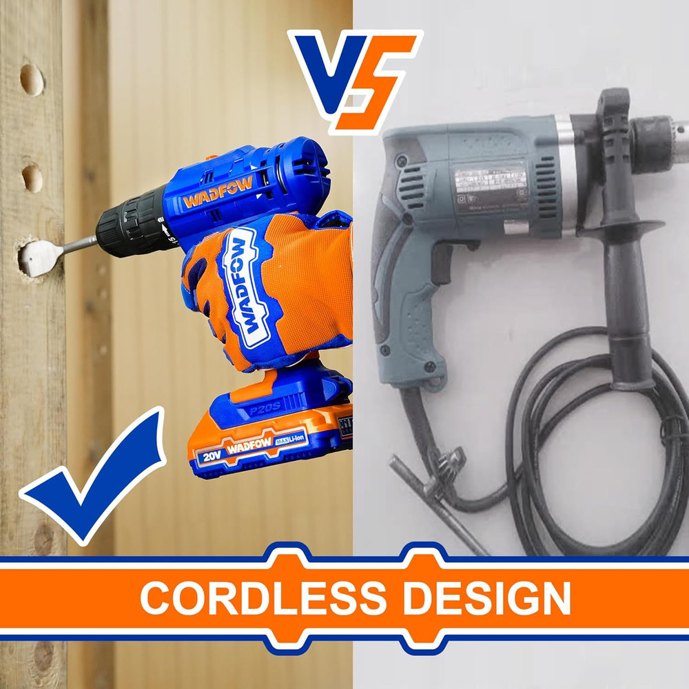 Шуруповерт аккумуляторный WADFOW WCDP512 20 В 35 Нм