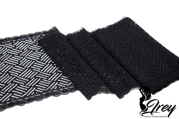 03-152 Кружево эластичное 21 см, черный 170