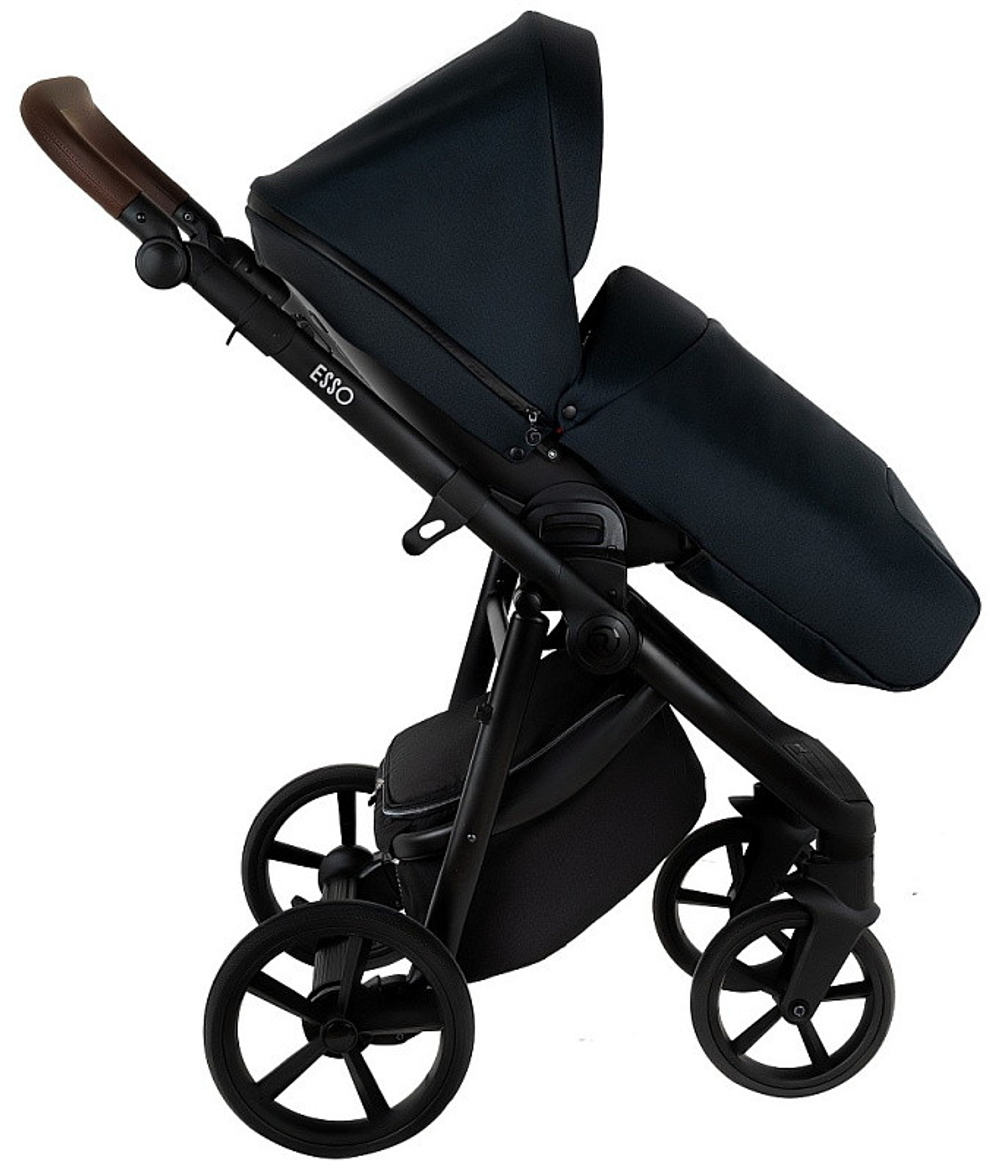 Детская коляска Roan Esso 3 в 1 с автокреслом Tutis Elo Lux EduSky Black ESS111/1 Caviar/Black