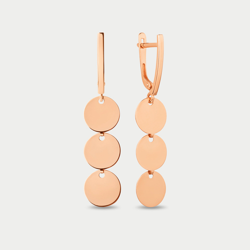 Длинные серьги для женщин из розового золота 585 пробы без вставок (арт. 500522-1000)