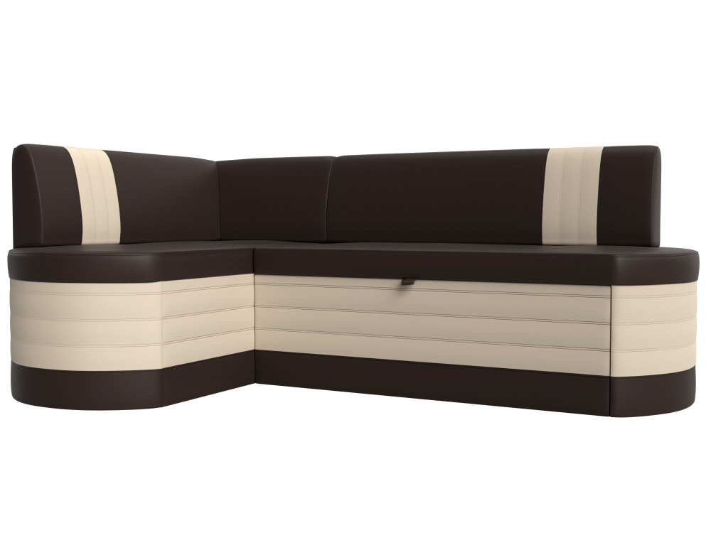 Диван кухонный угловой Токио левый угол, Коричневый\Бежевый, Экокожа, 28647L