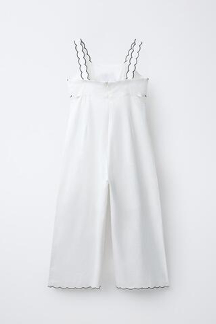 ZARA ДЛИННЫЙ КОМБИНЕЗОН С ВЫШИВКОЙ, ЭКРЮ/ЧЕРНЫЙ