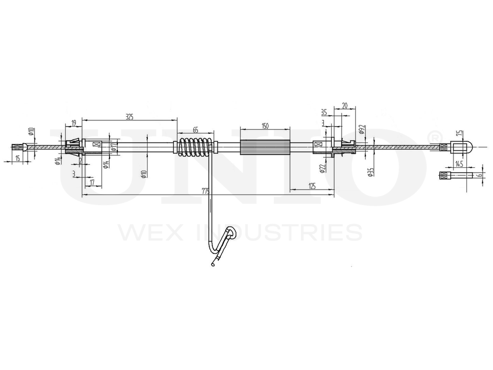 Трос стояночного тормоза задний правый UNIO CAB-60031