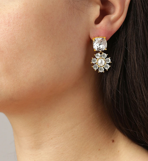 Серьги Dyrberg Kern POPPY SG CRYSTAL / WHITE PEARL 460502
