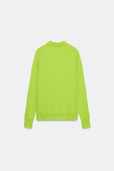 ZARA ДЖЕМПЕР С ВОРОТНИКОМ ПОЛО, ЛАЙМОВЫЙ