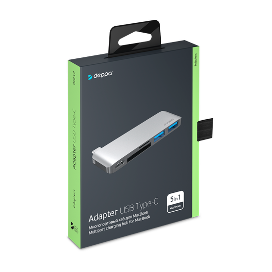 Мультипорт Deppa 72217 Type-C to 2xUSB 3.0 Type-C Card Reader