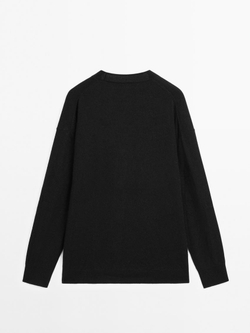 Massimo Dutti Кардиган оверсайз из 100% кашемира с V-образным вырезом, черный