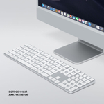 Беспроводная клавиатура c цифровым блоком Max Keyboard для MAC, Windows, алюминий, белый