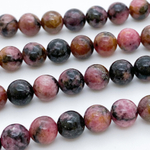 Родонит (высокое качество), диаметр 8,2-8,3 мм, цена за 11 шт (1/4 нити)