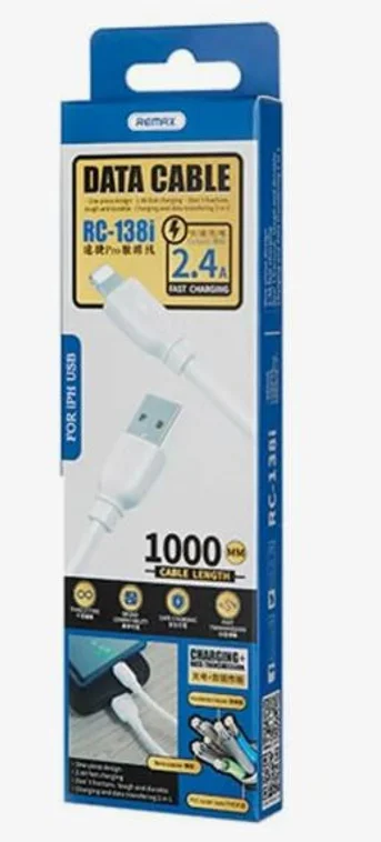 Кабель Remax RC-138i USB-A to Lightning  data cable (iPhone) 1m белый