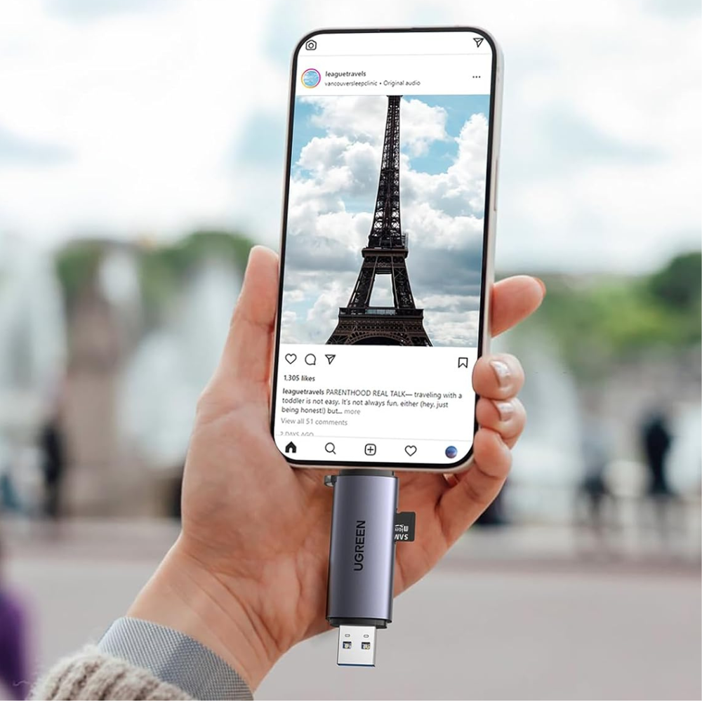 Картридер USB-C/USB-A Ugreen 50706, CM185 USB-C/USB-A