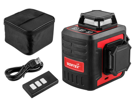 Нивелир лазерный линейный WORTEX LX LL 0330-2 (3х360°, до 25 м, +/- 0.3 мм/м, зеленый)