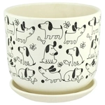 Горшок керамический Собаки белый бук №1