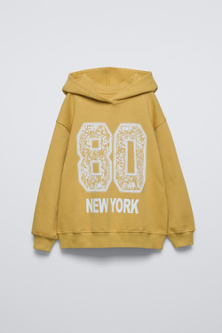 ZARA ХУДИ C ПРИНТОМ «НОМЕР», ГОРЧИЧНЫЙ