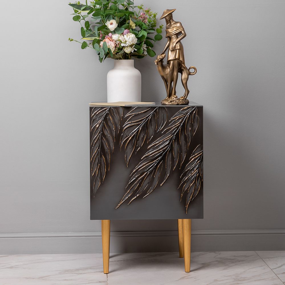 Тумба прикроватная Тропик Стайл Серый Голд правая