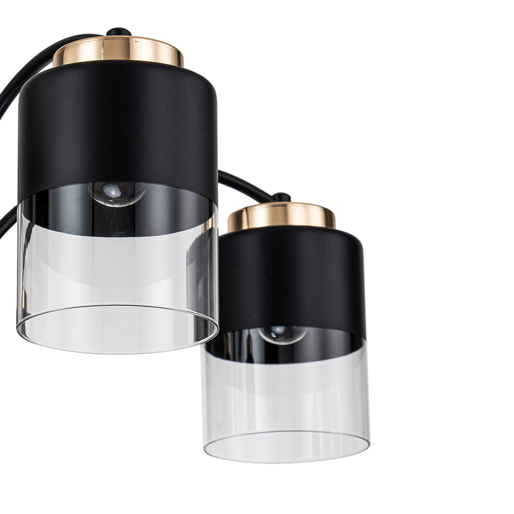 Светильник на штанге 5x40Вт E27, металл/стекло, черный/золото