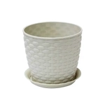 Кашпо РОТАНГ D135мм 1л с поддоном белый ротанг 0,12,135х0,135м