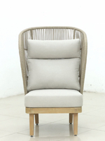 Лаунж-кресло плетеное с высокой спинкой Tagliamento Mali, натуральный