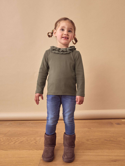 Лонгслив для девочки с воротником Next 168-341, Хаки