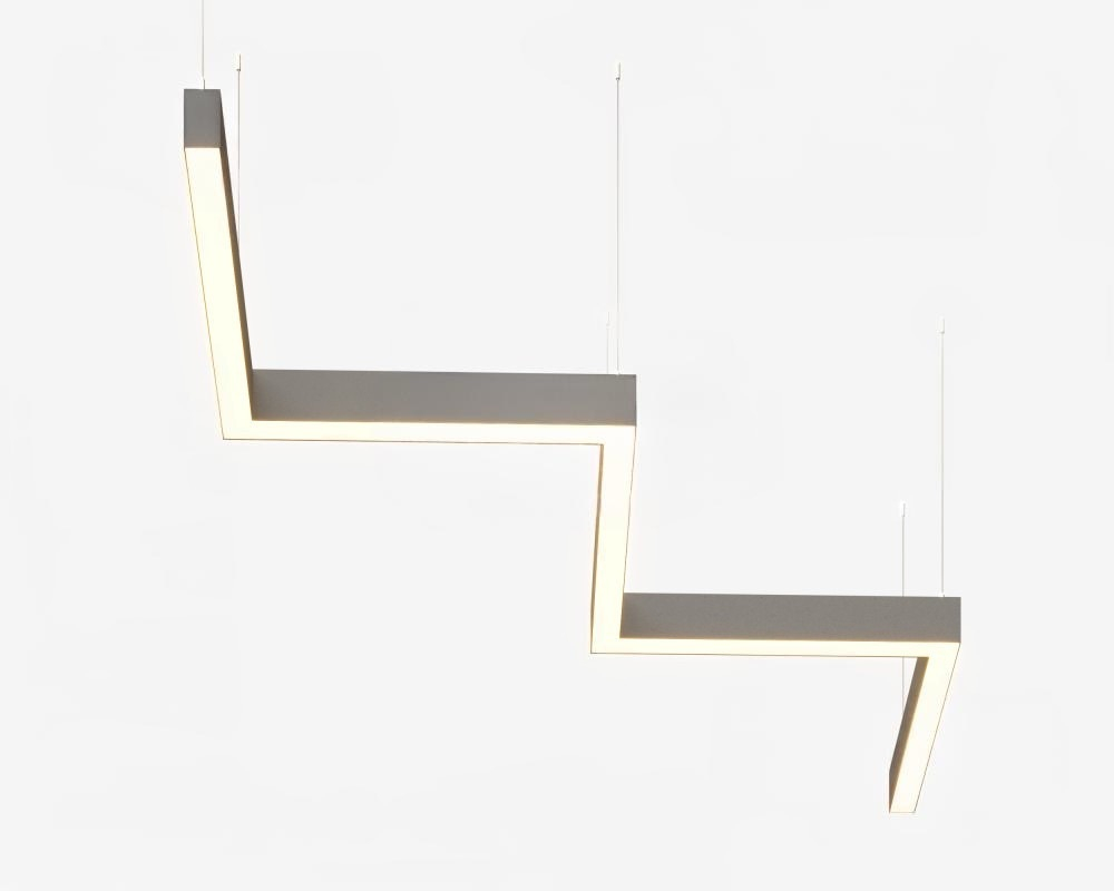 Подвесной LED светильник "ЗигЗаг" LP85-STEPS-L90-5S410 (сегмент 410 мм) 50Вт 3000К 4600Лм серый 1367х325х80мм DIOLUM