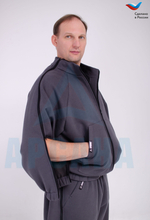 Толстовка ортопедическая межсезонная с молниями по верху рукавов. Размер XS-M (44-48). Цвет ТЕМНО-СЕРЫЙ. Ткань Трикотаж с начесом