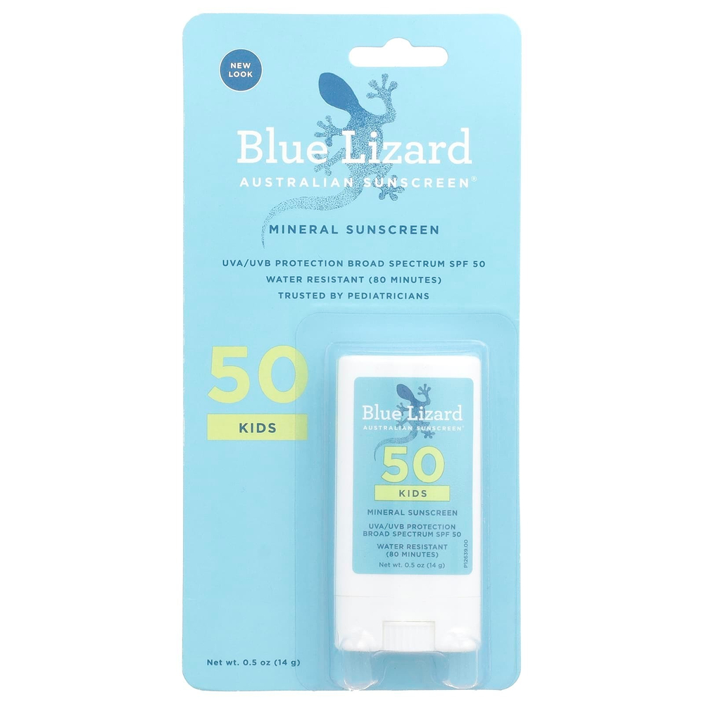 Blue Lizard Australian Sunscreen, Минеральное солнцезащитное средство-стик для детей, SPF 50+, 14 г (0,5 унции)