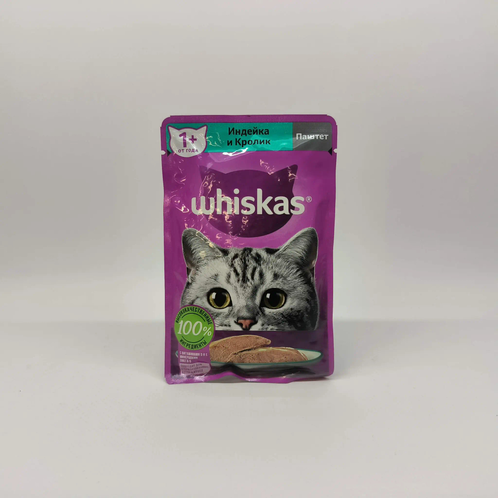 Паштет индейка/кролик 75г корм для кошек влажный Whiskas
