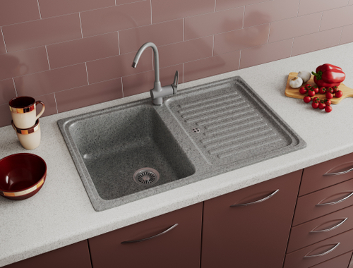 Мойка для кухни GreenStone GRS-06-309, врезная, 565 x 505 мм, темно-серая