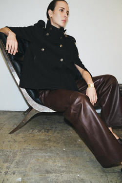 ZARA НАКИДКА ИЗ СМЕСОВОЙ ШЕРСТИ С МЕТАЛЛИЧЕСКИМИ ПУГОВИЦАМИ — ZW COLLECTION, ЧЕРНЫЙ