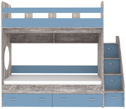 Двухъярусная кровать КарИВи Юниор 1 80x160 Бетон Светло-синий, голубой
