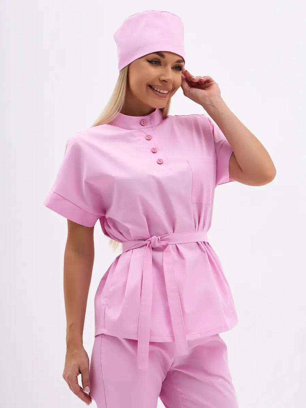 медицинская рубашка блузка для медиков розовая