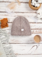 шапка вязаная бини ангора теплая демисезонная с отворотом