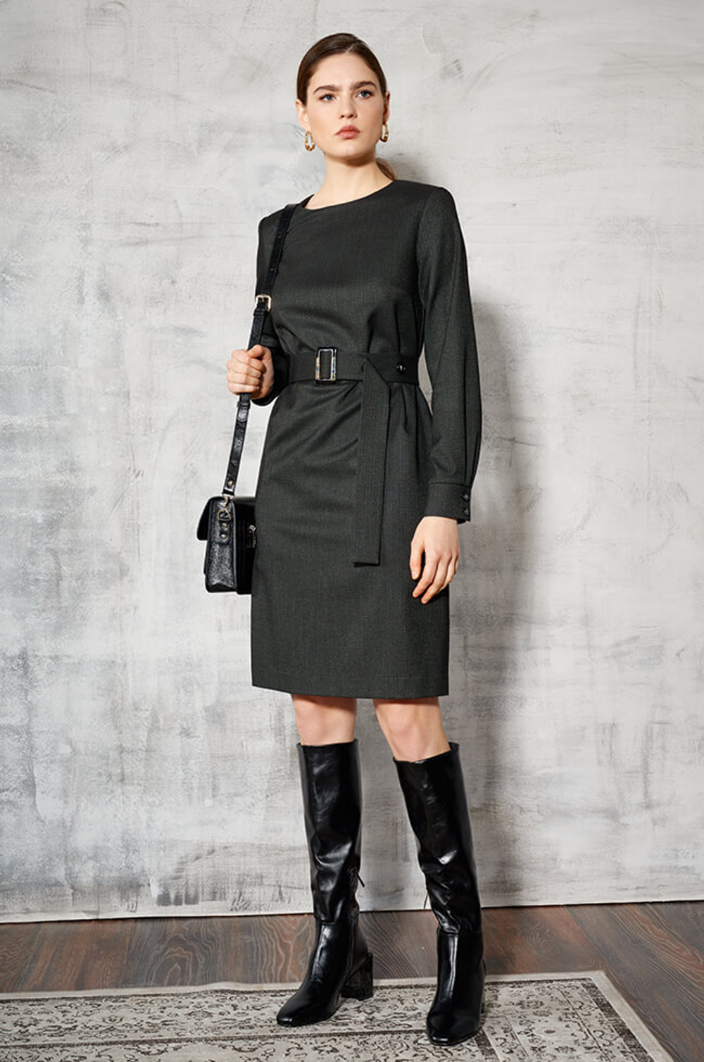 51323 Платье женское (графитовый жаккард)